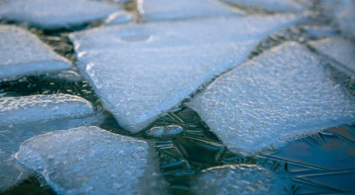Close-up of broken ice floating on water