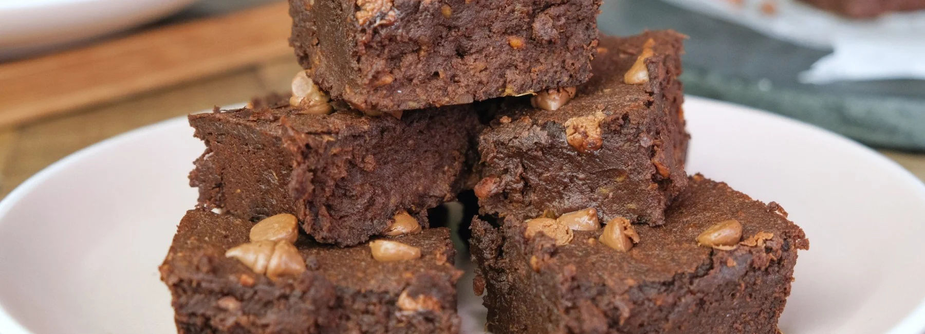 Stack of sweet potato brownies on a plate