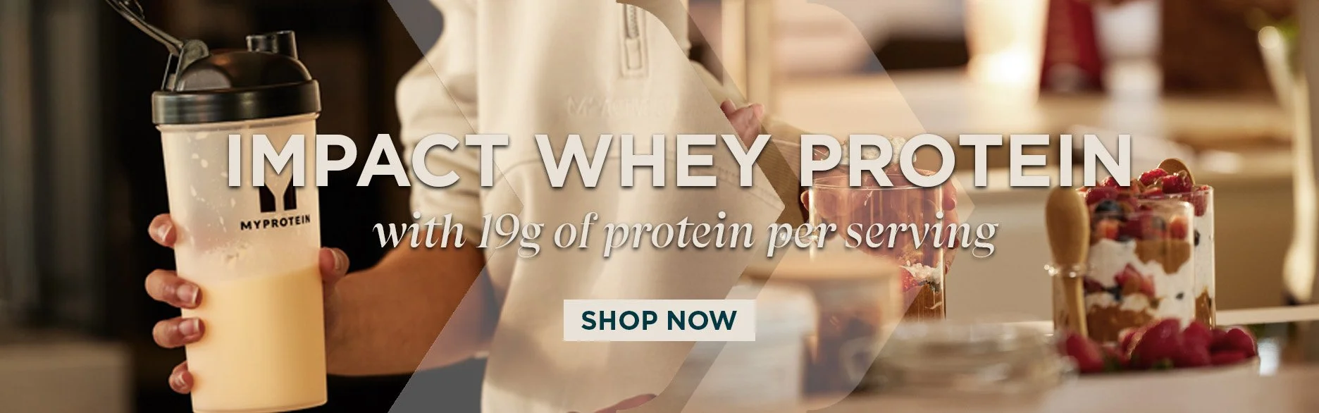 Myprotein Impact Whey Protein banner: with 19g of protein per serving