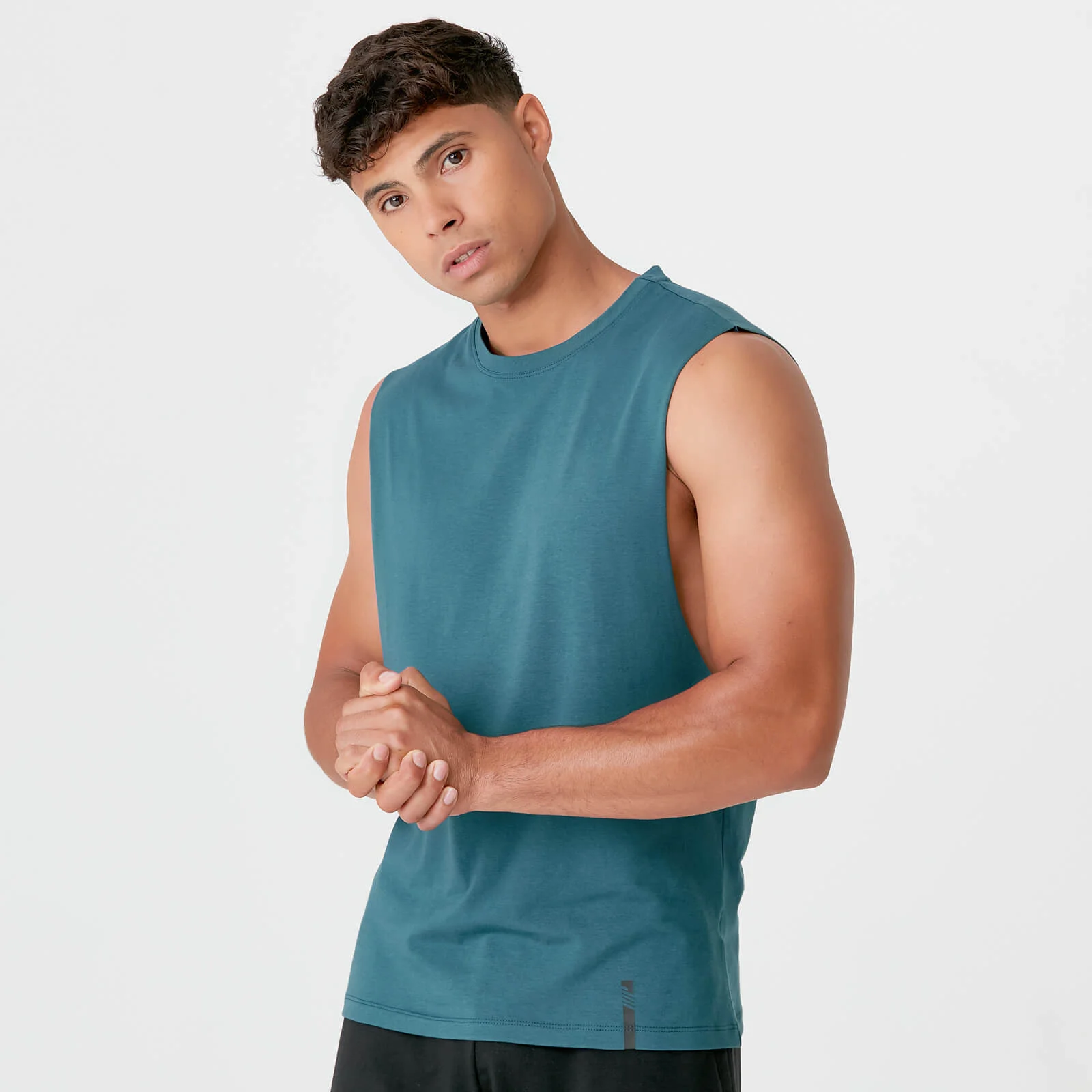 Luxe Classic Drop Armhole Tank Top - Petrol Blue - S Image 1