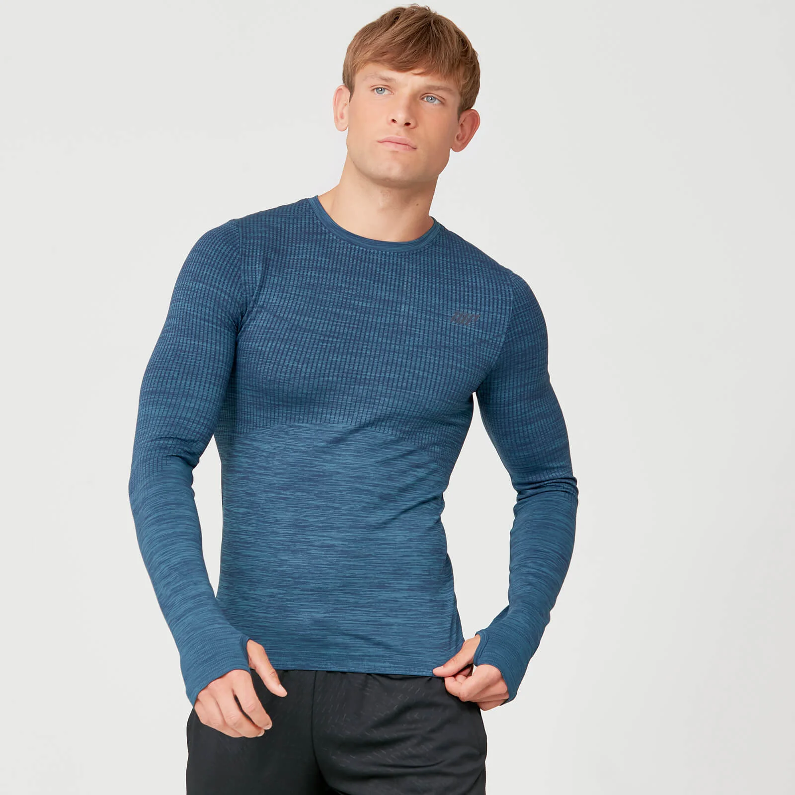 Seamless Long Sleeve T-Shirt - Petrol Blue - XS Image 1