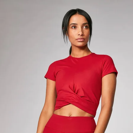 Power Short Sleeve Crop Top - Crimson