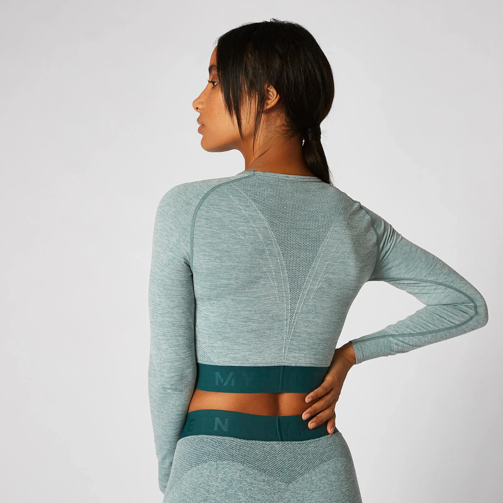 Inspire Seamless Crop Top - Teal - XS Image 2