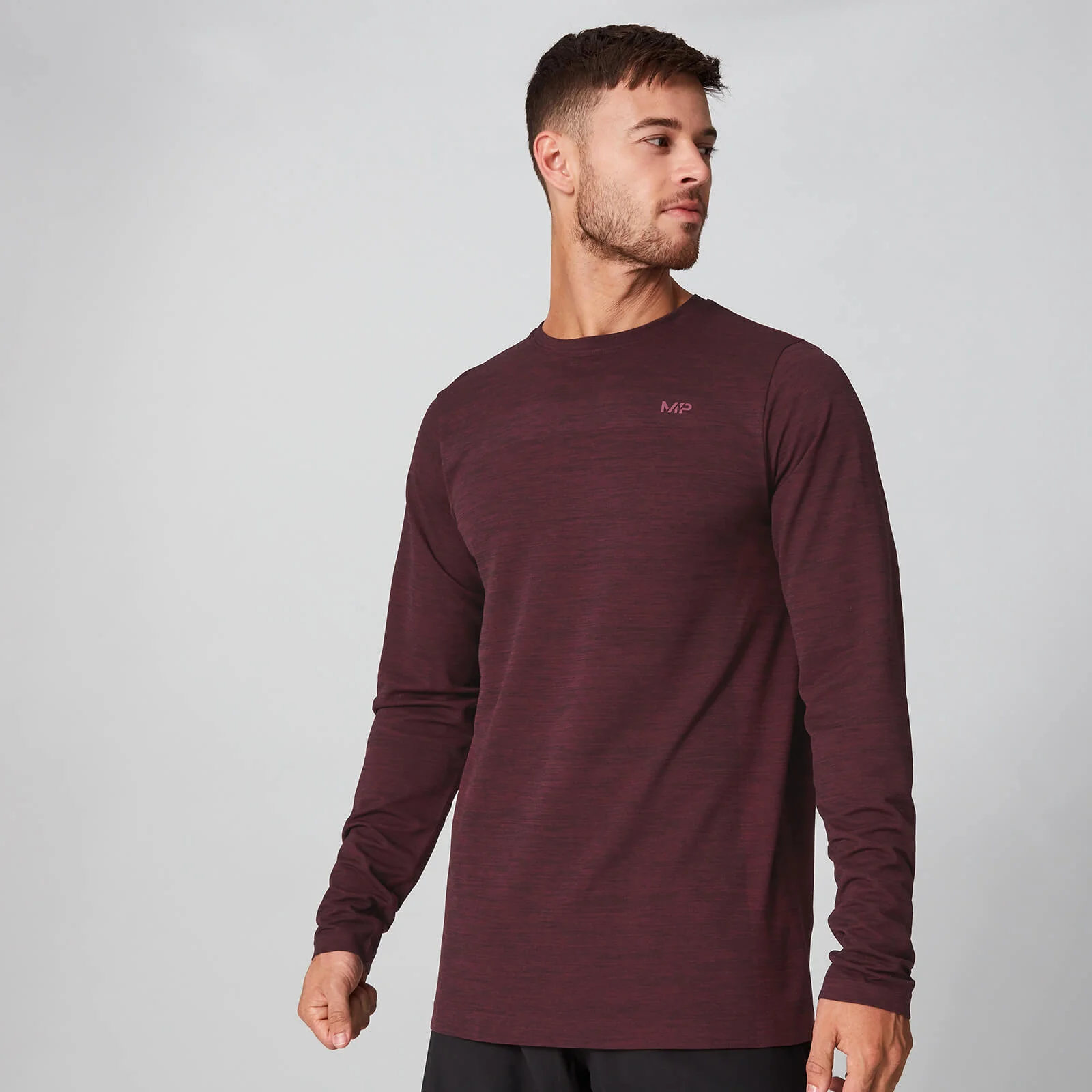 MP Men's Lightweight Seamless Long-Sleeve T-Shirt - Oxblood Marl - XS Image 1