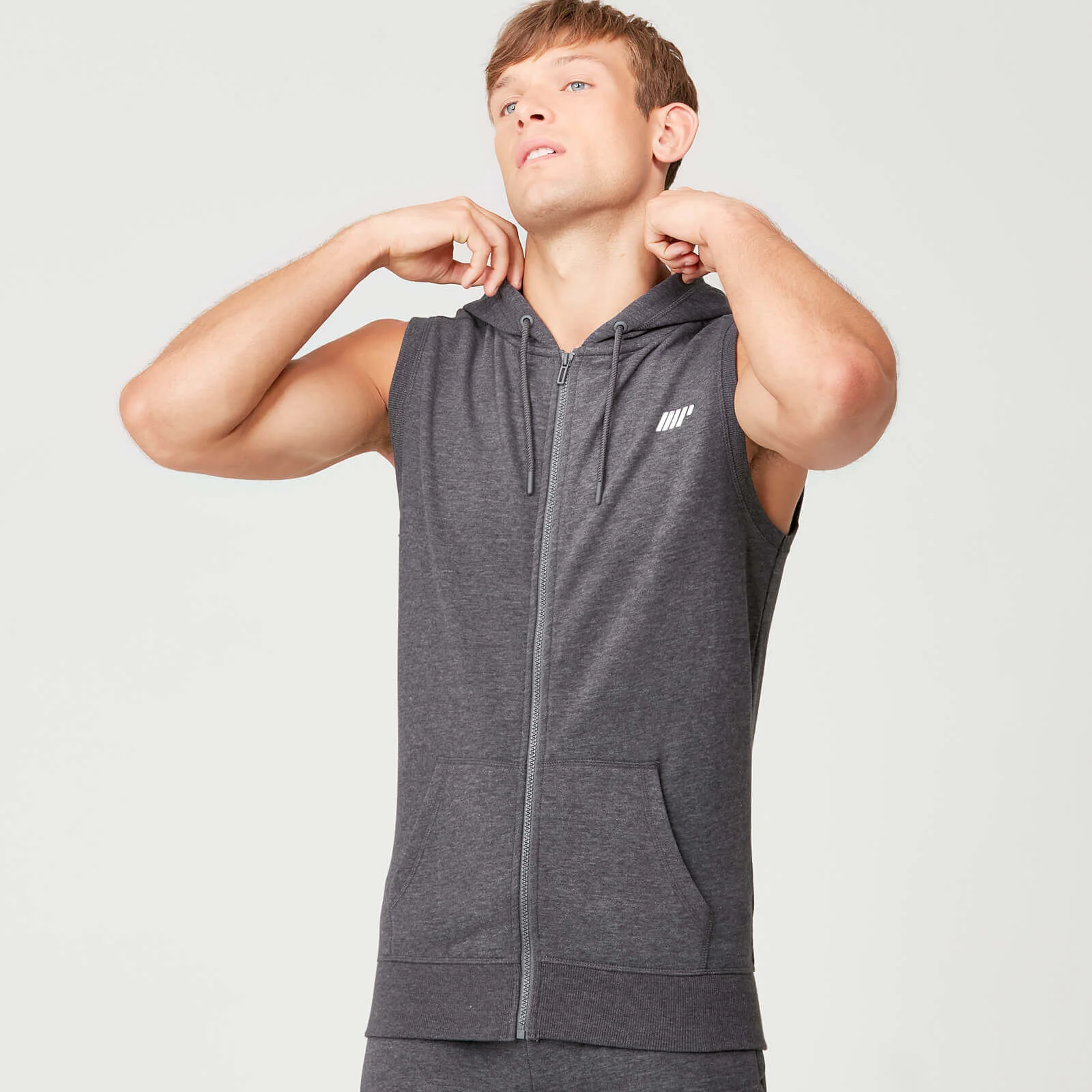 Tru-Fit Sleeveless Hoodie - Charcoal Marl - XS Image 1