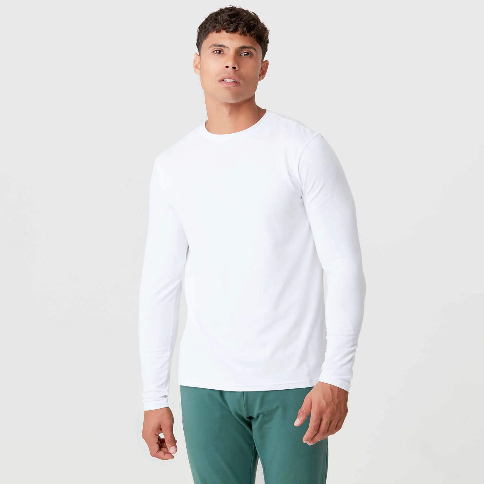 MP Men's Luxe Classic Long Sleeve Crew - White - XS Image 1