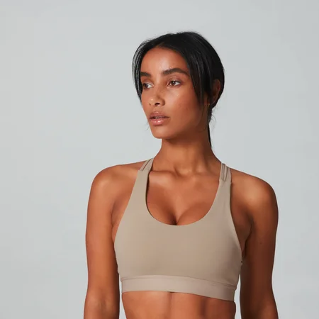 Power Cross Back Sports Bra - Sesame