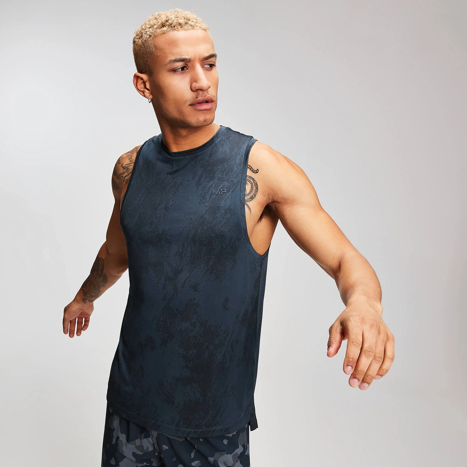MP Men's Training Distressed Drop Armhole Tank Top - Ink - XS Image 1