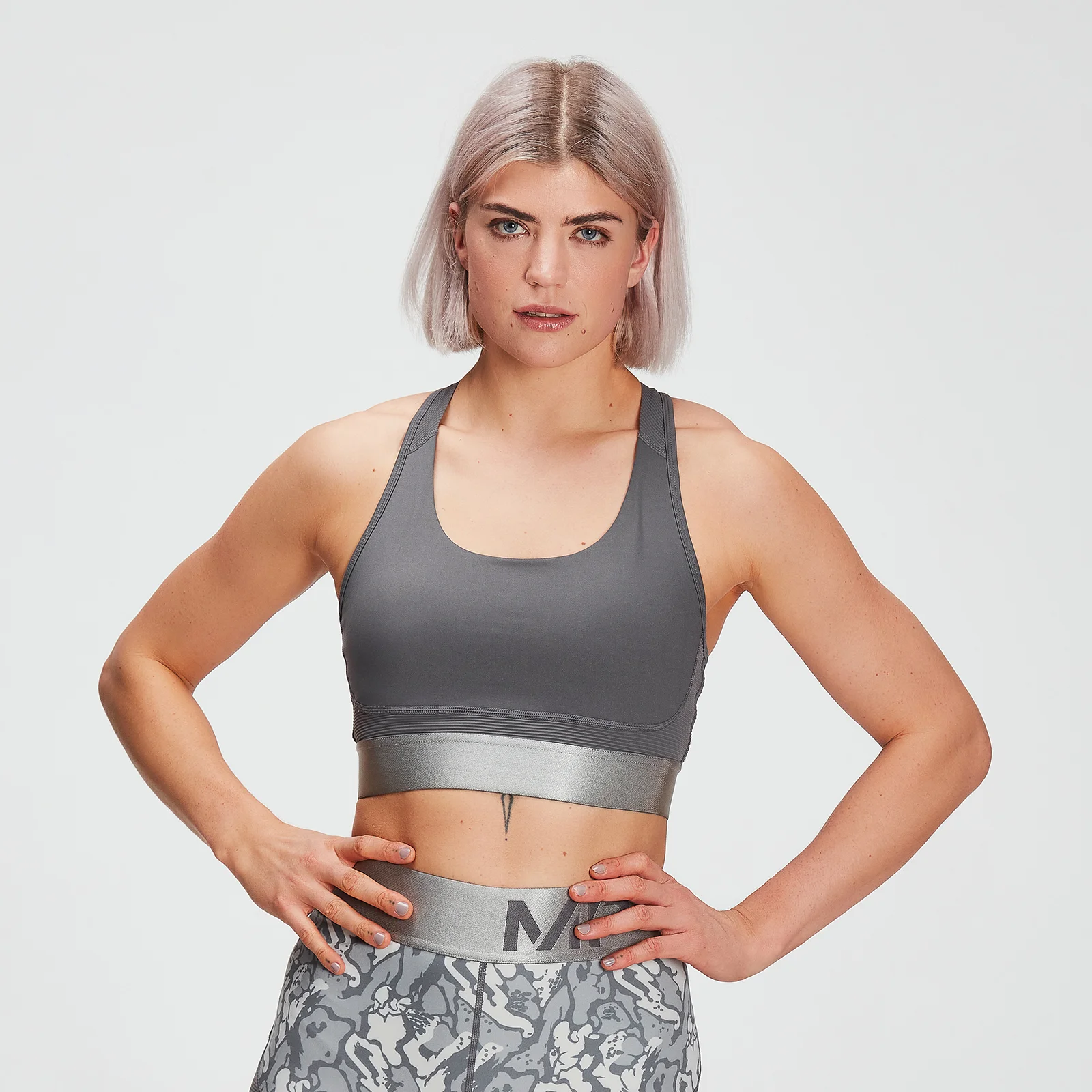 MP Women's Adapt Textured Sports Bra- Carbon - XXS Image 1