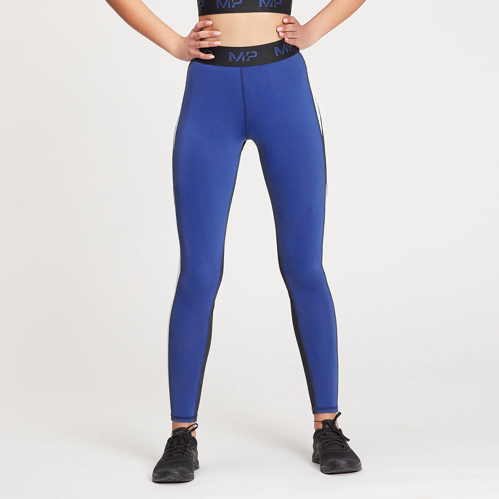 MP Women's Engage Colour Block Leggings - Black / White / Cobalt - XXS Image 1