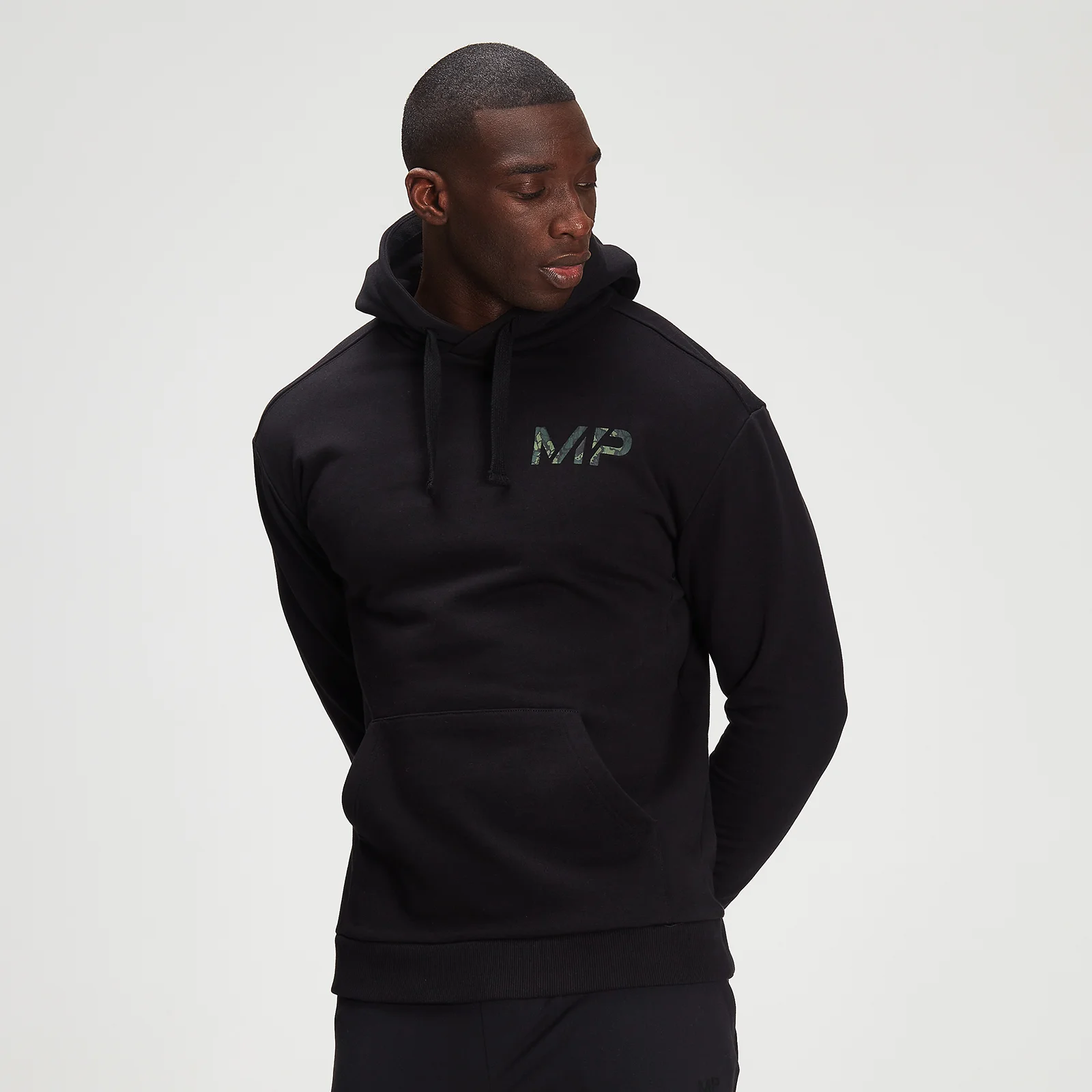 MP Men's Adapt Washed Black Camo Print Hoodie- Black - XXS Image 1