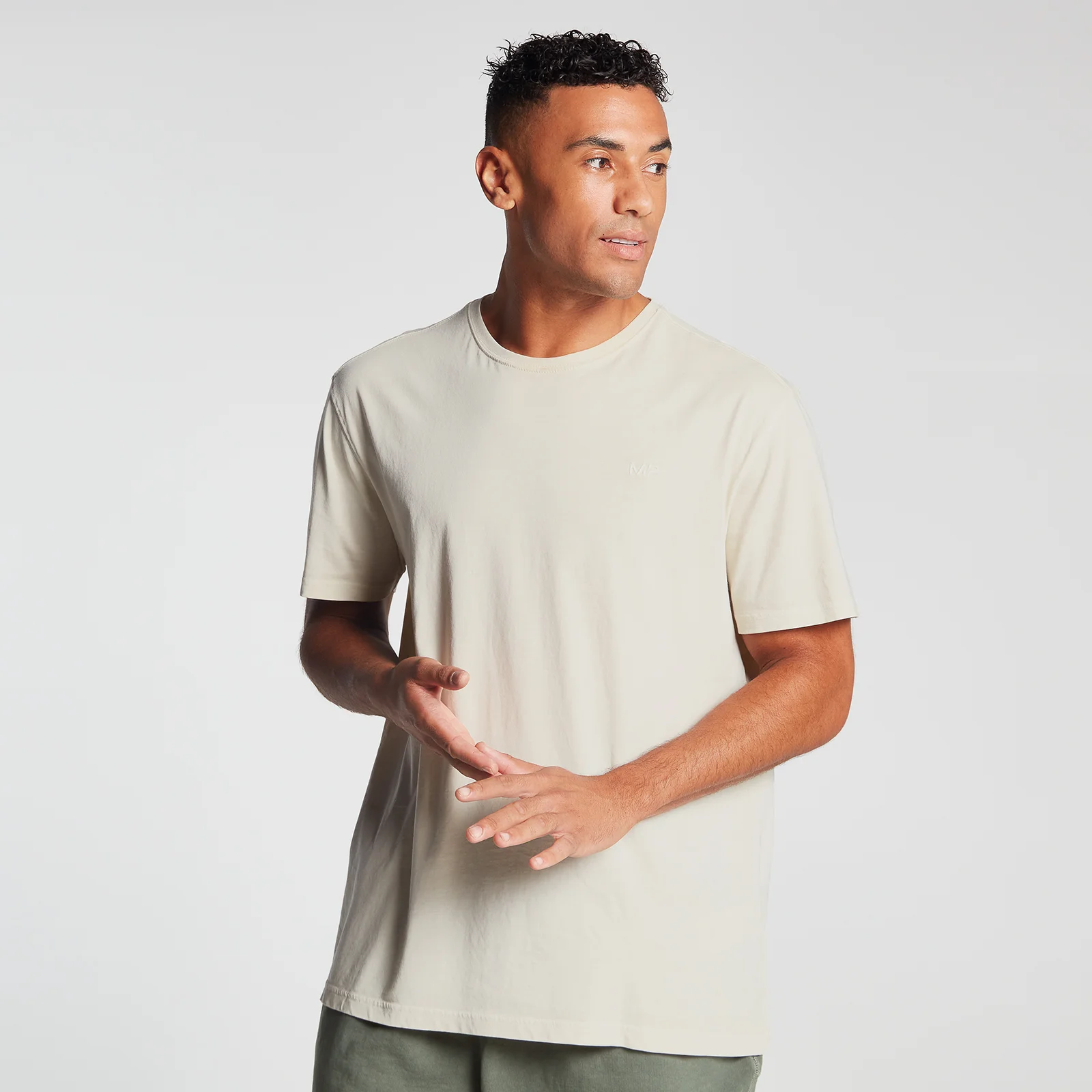 MP Men's Training Short Sleeve Oversized T-Shirt - Ecru - XXS Image 1