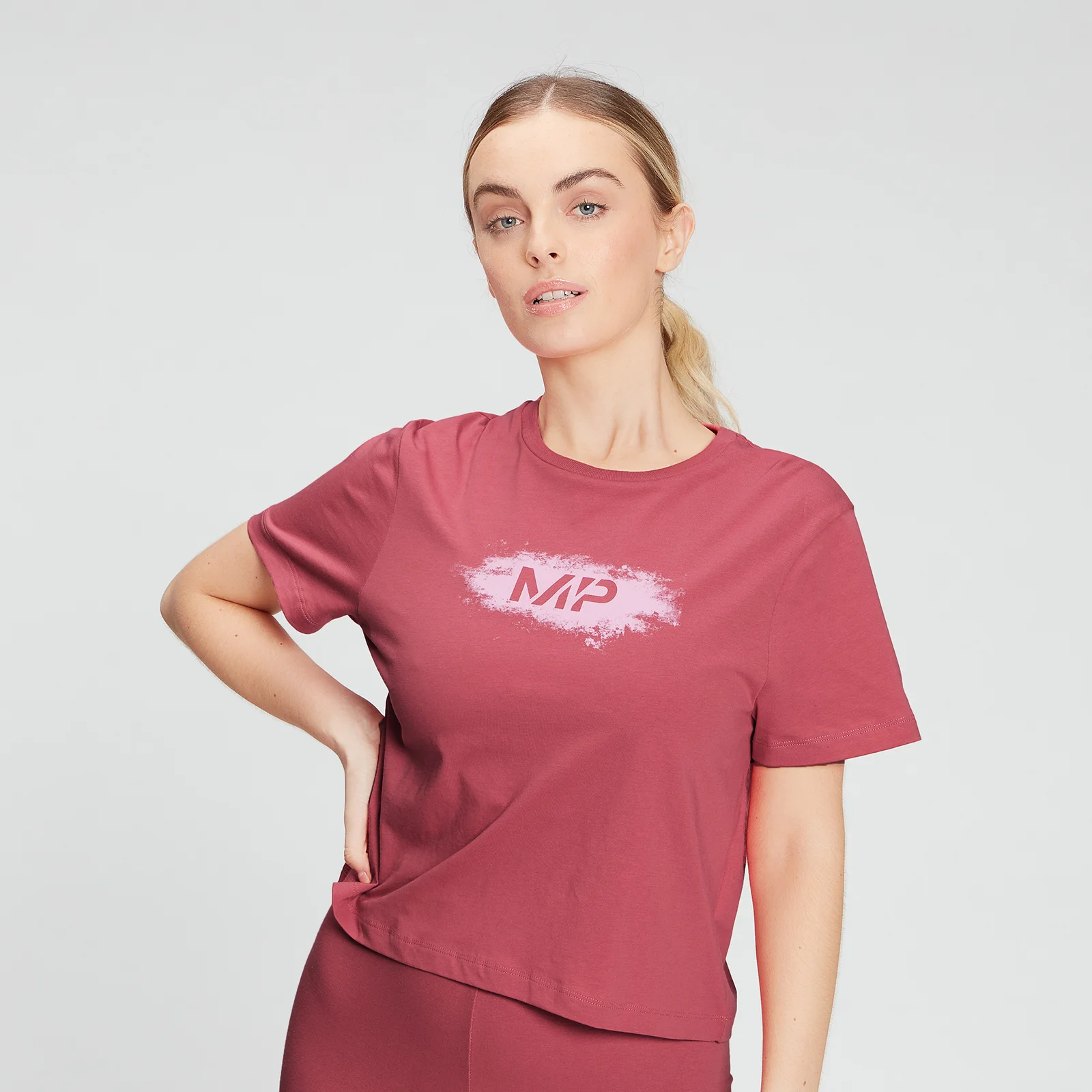 MP Women's Chalk Graphic Crop T-Shirt - Berry Pink - XXS Image 1
