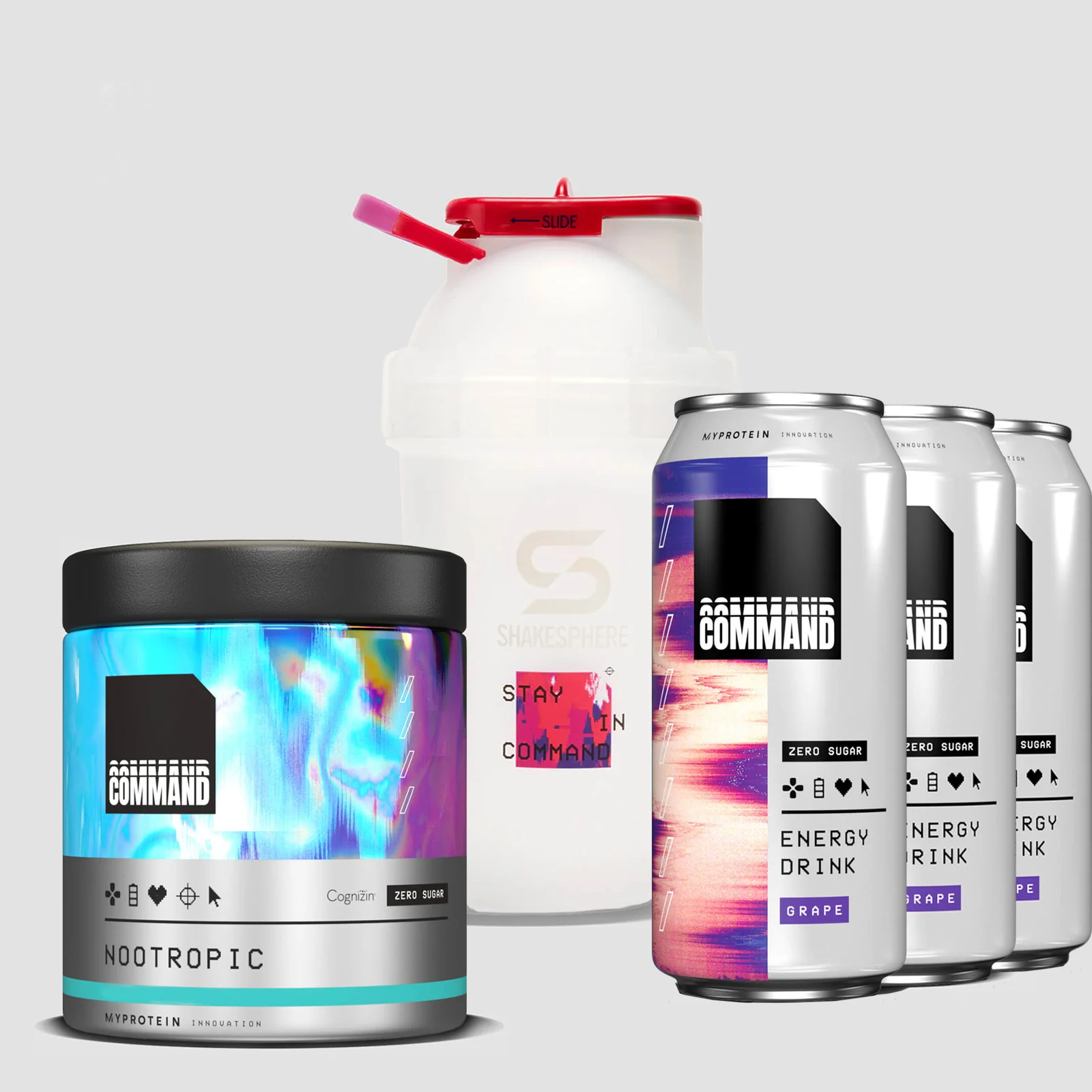Command Nootropics - Tutorial Bundle - Nootropic Tub - Blue Raspberry - Can Flavour - Grape Image 1