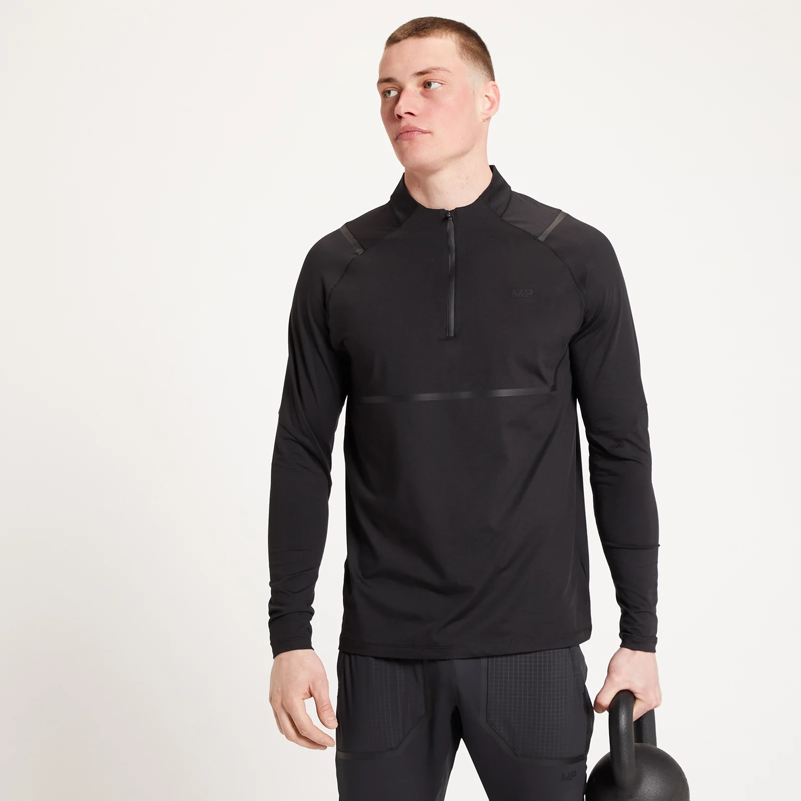 Limited Edition MP Men's Tempo Ultra 1/4 Zip Top - Black - XXS Image 1