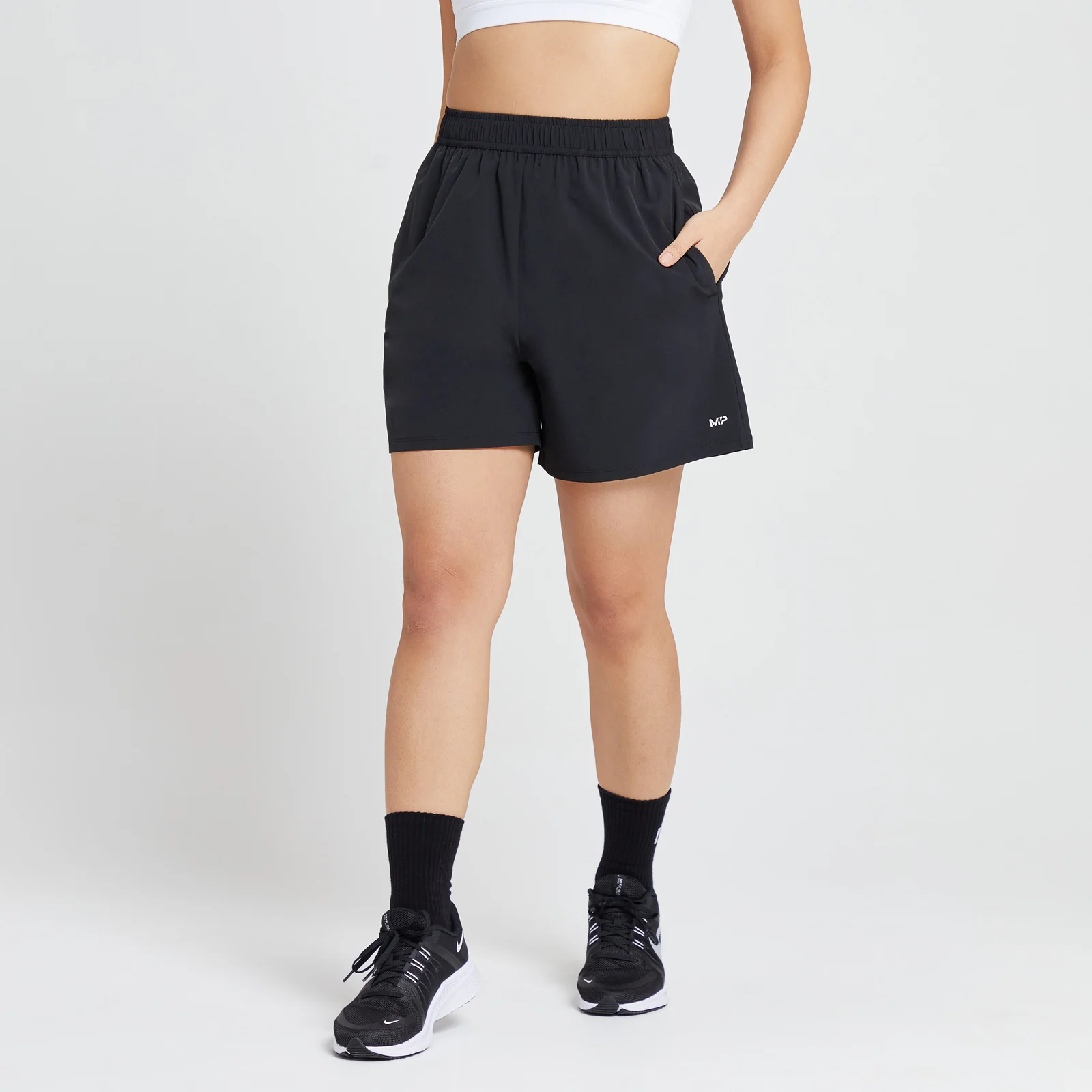 MP Women's Run Life Training Shorts - Black/ White - XXS Image 1