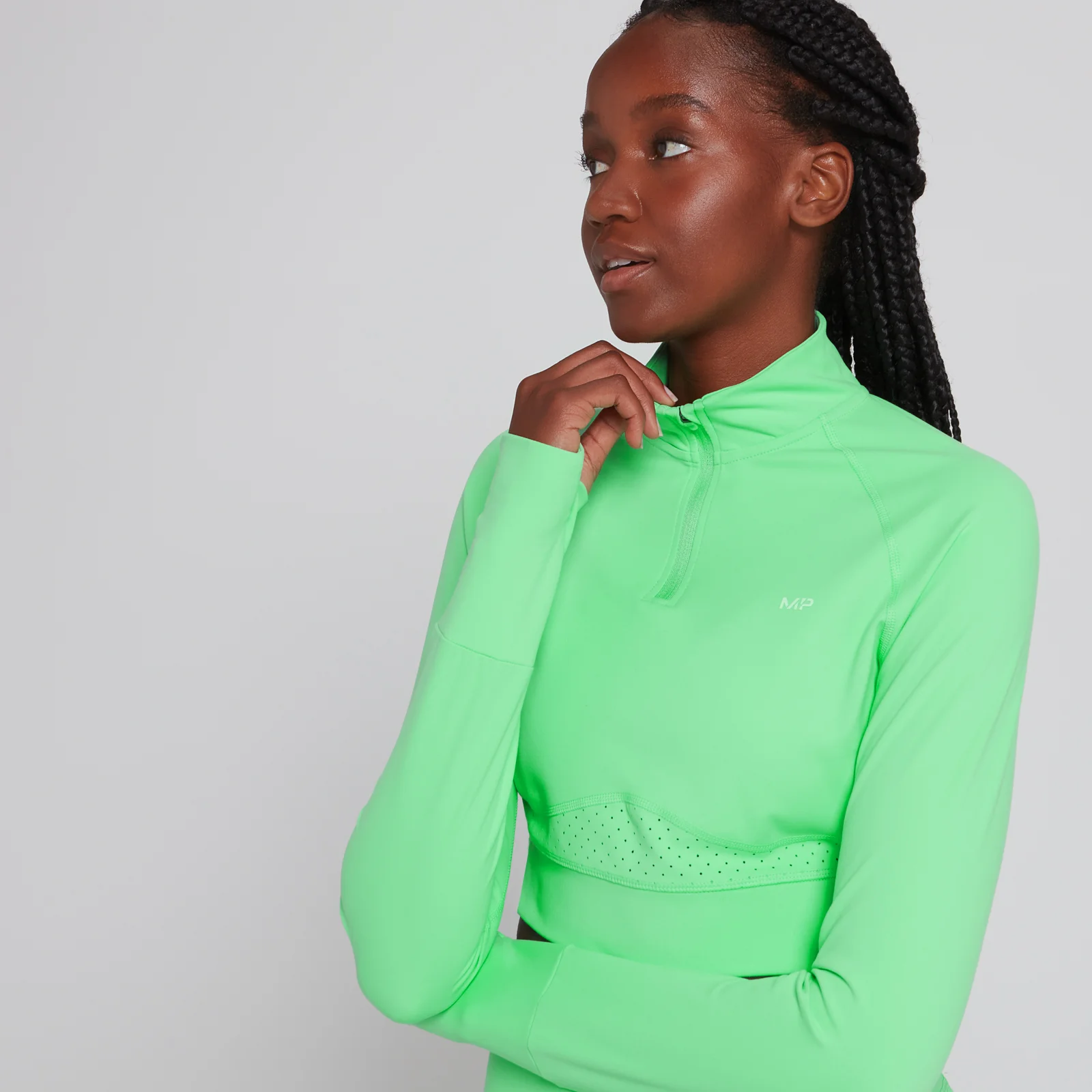 MP Women's Power Ultra Cropped 1/4 Zip Top - Spring Bud - XS Image 4