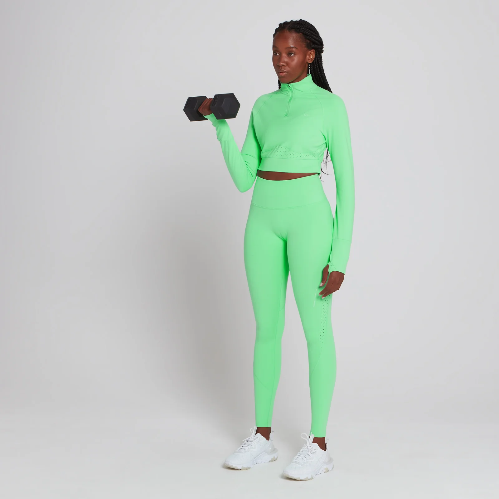 MP Women's Power Ultra Cropped 1/4 Zip Top - Spring Bud - XS Image 2