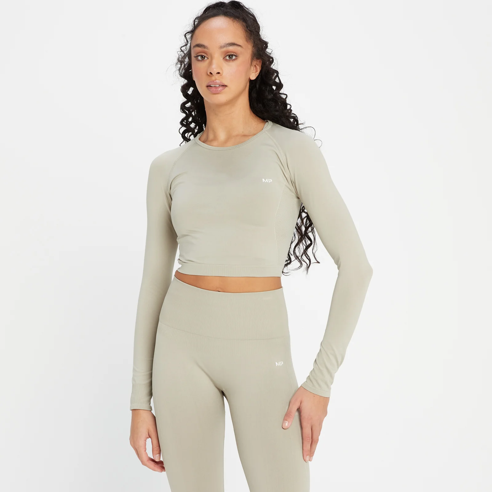 MP Women's Shape Seamless Long Sleeve Crop Top - Soft Grey - XS Image 1