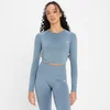 MP Women's Shape Seamless Long Sleeve Crop Top - Pebble Blue