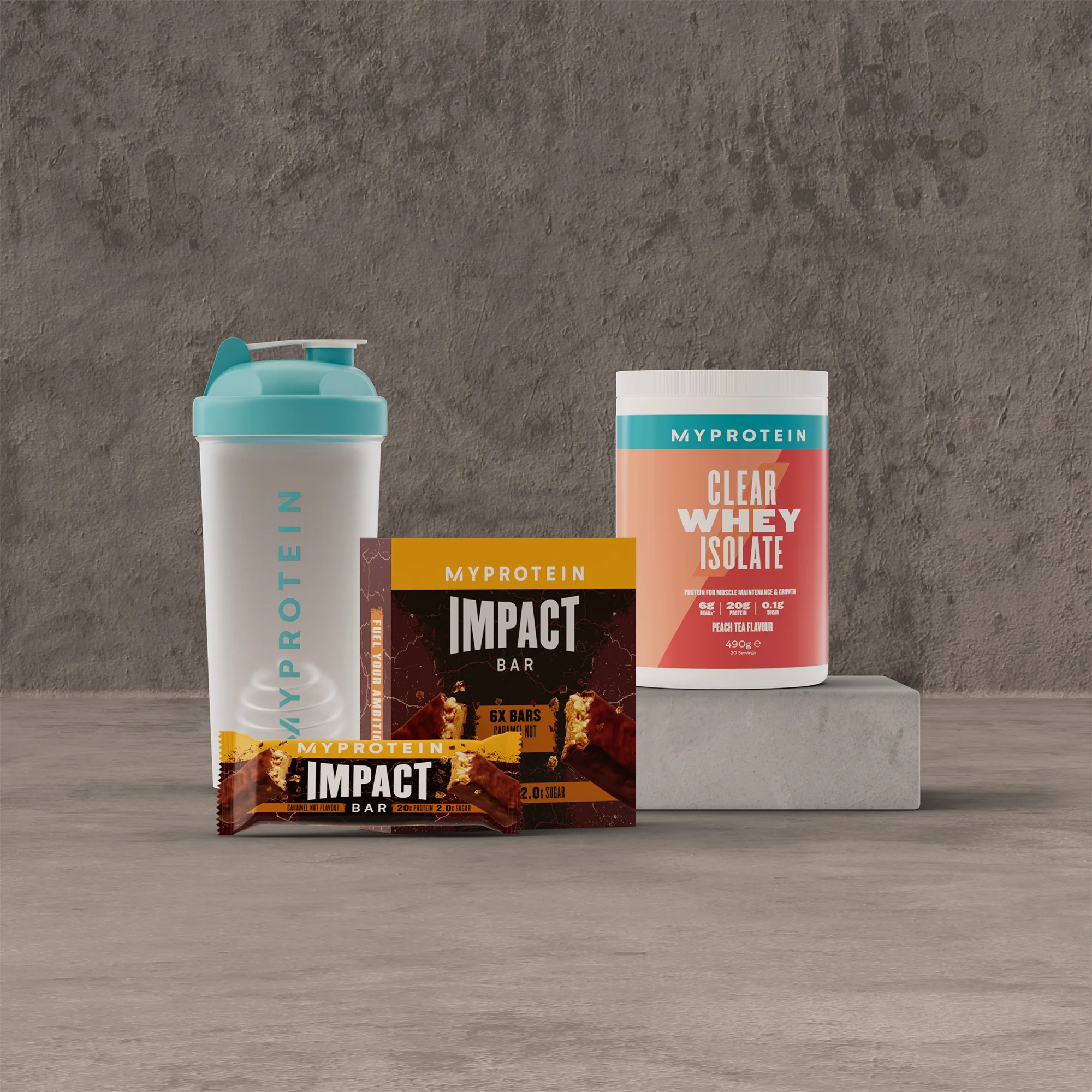 Clear Whey Starter Pack - Caramel Nut - Shaker - Orange Mango Image 1