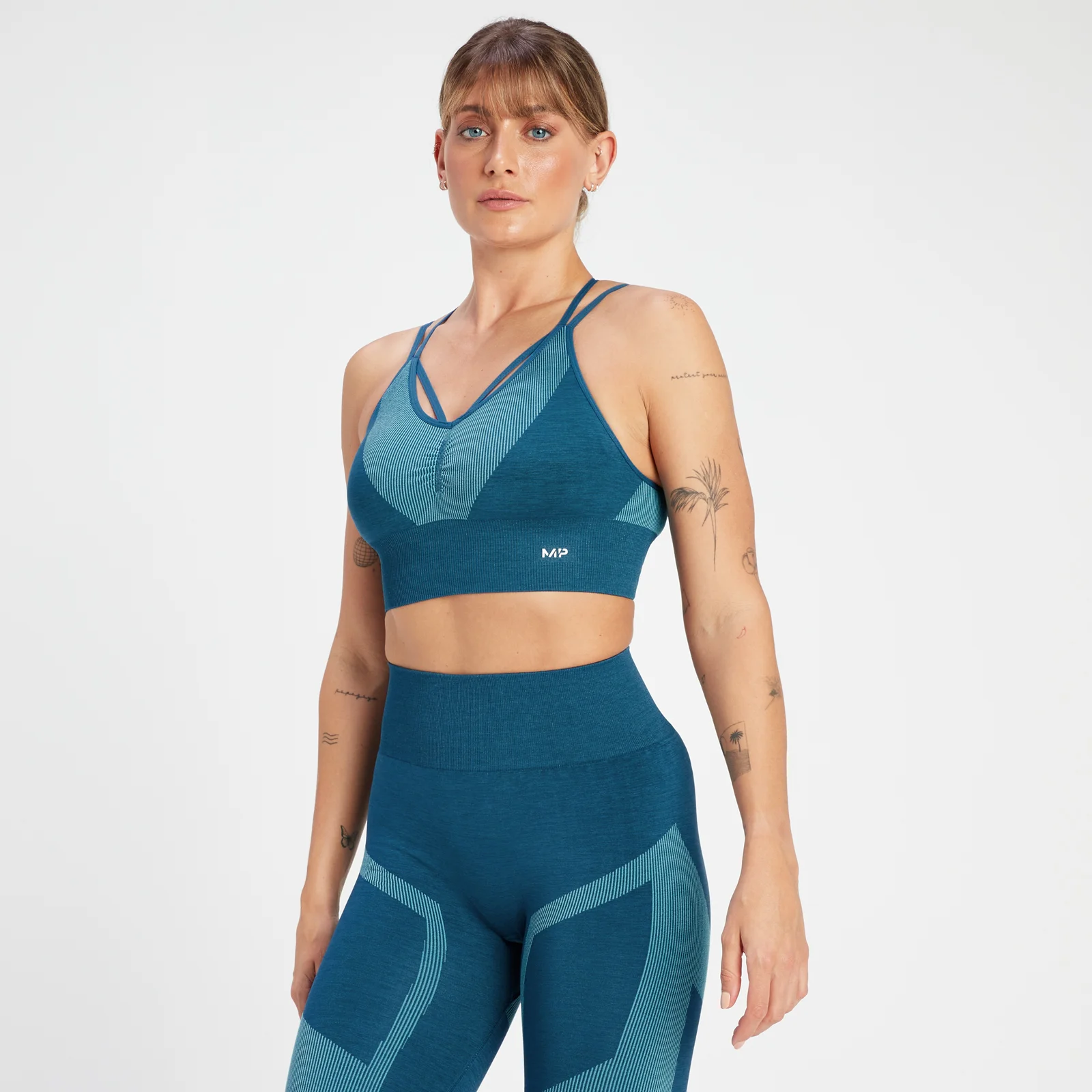 MP Women's Impact Scrunch Seamless Sports Bra - Teal Blue - XS Image 1
