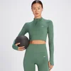 MP Women's Tempo Rib Seamless Crop 1/4 Zip - Soft Pine