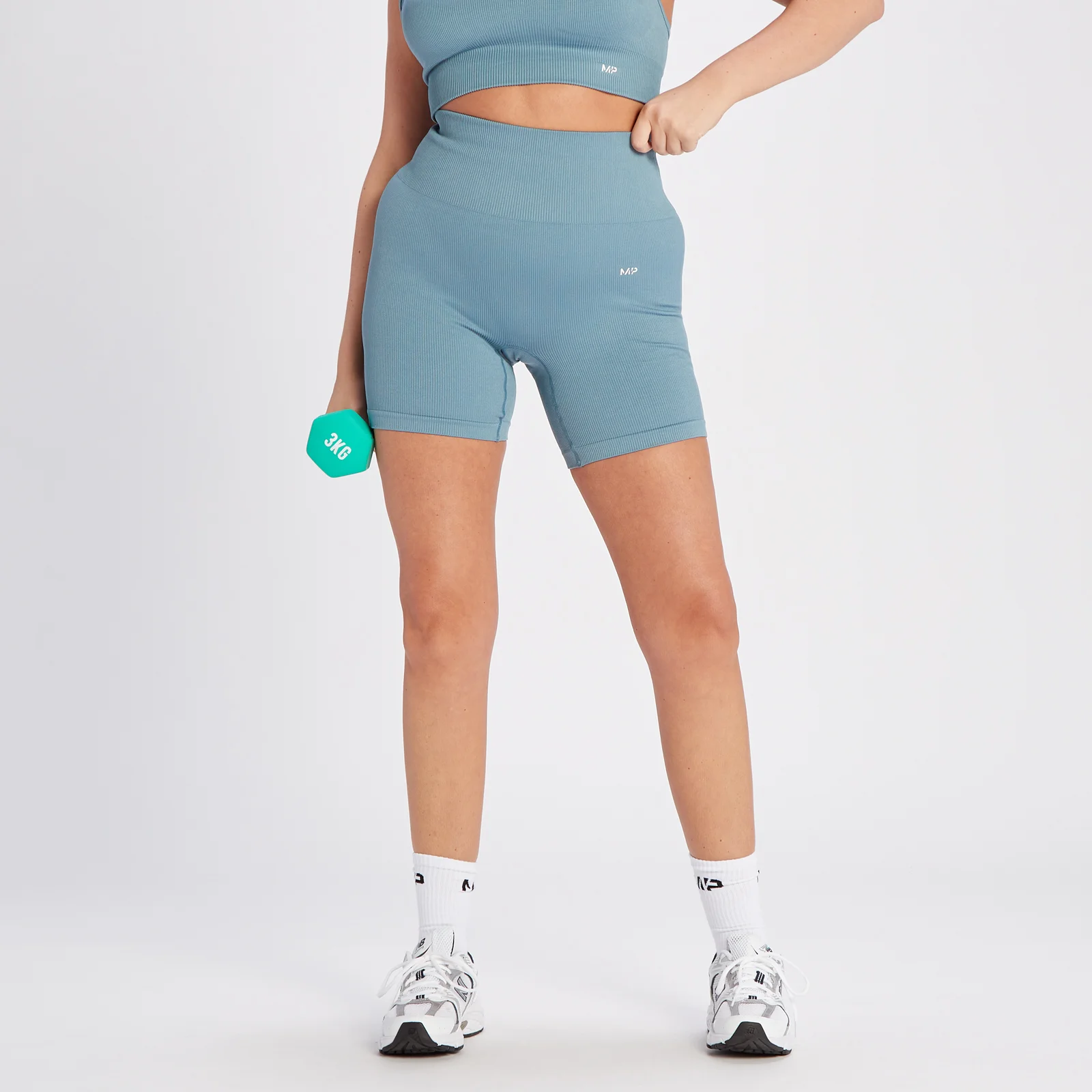 MP Women's Tempo Rib Seamless Shorts - Graphine Blue - XS Image 1