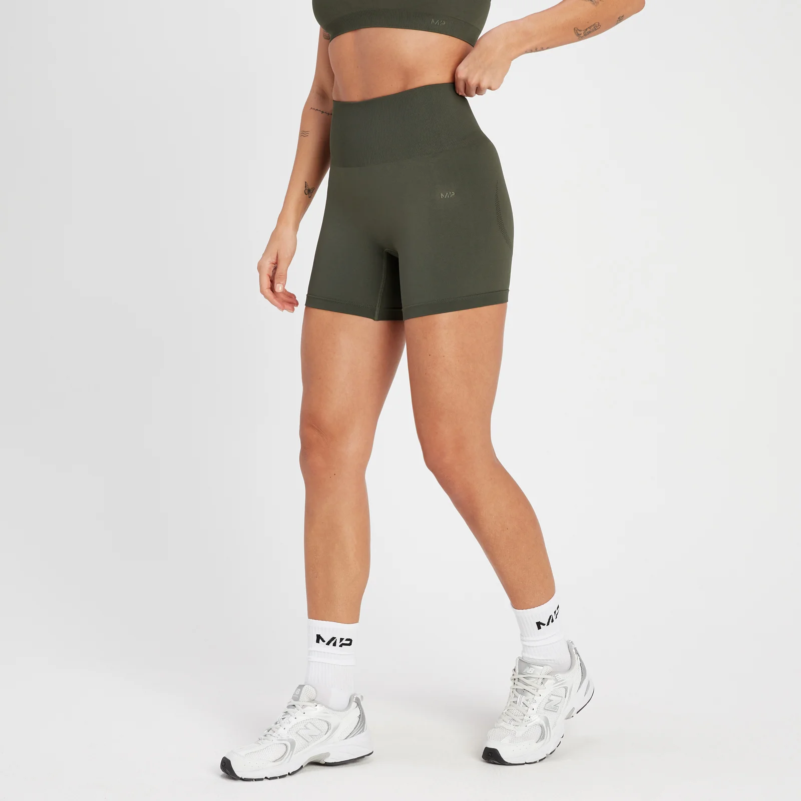 MP Women's Rest Day Seamless Booty Short - Taupe Green - XS Image 1