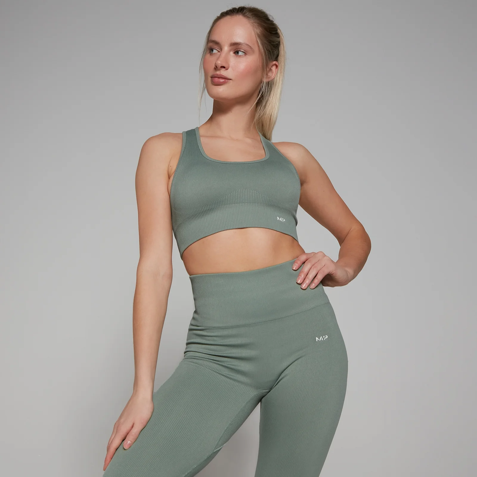 MP Women's Tempo Rib Seamless Bra - Sage Grey - XS Image 1