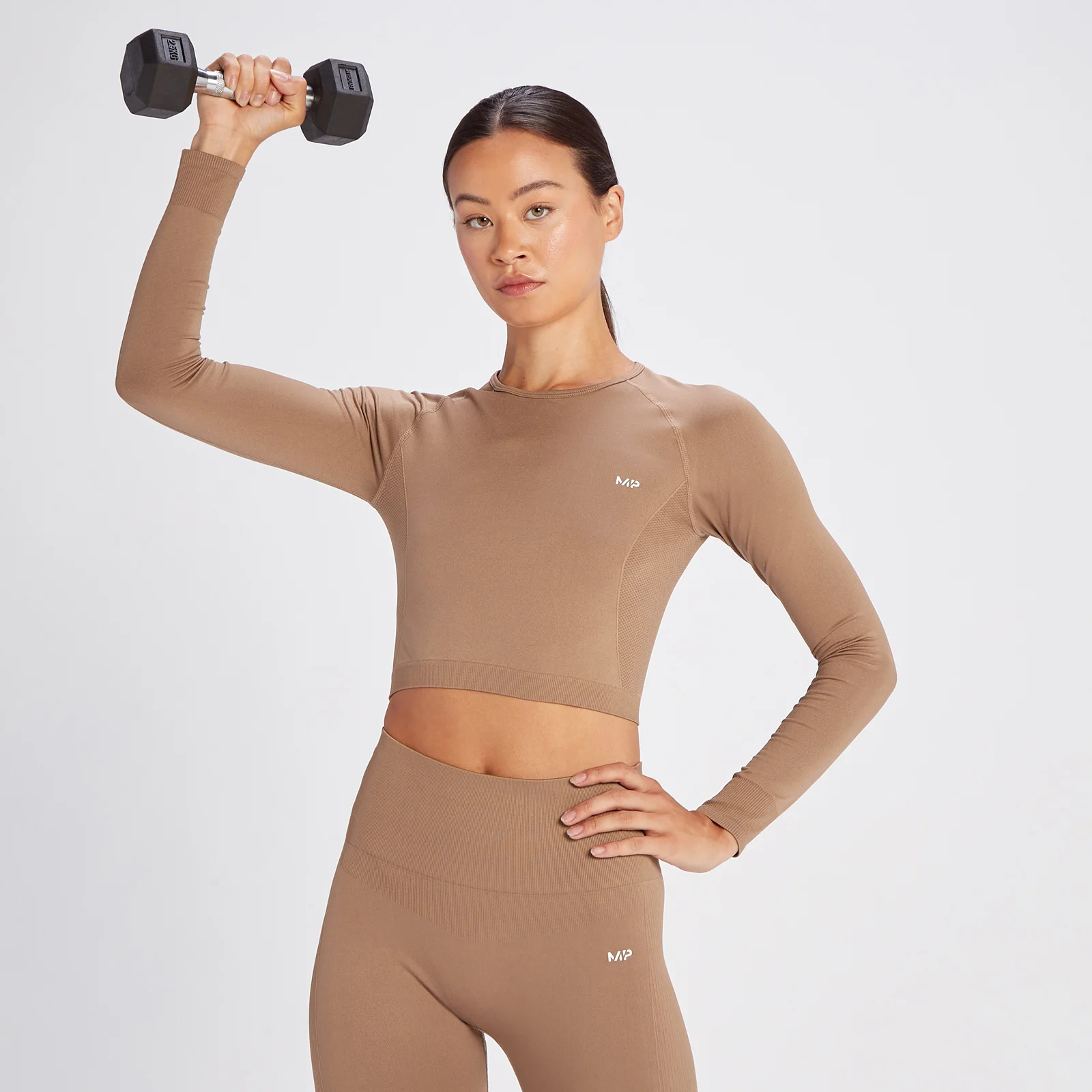 MP Women's Shape Seamless Long Sleeve Crop Top - Toffee - XS Image 1