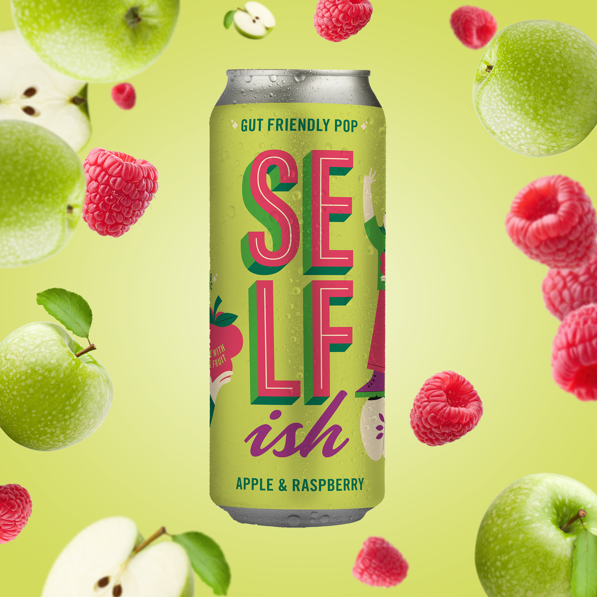 Sparkling Prebiotic Drink – Apple & Raspberry (12x330ml Cans) Image 1