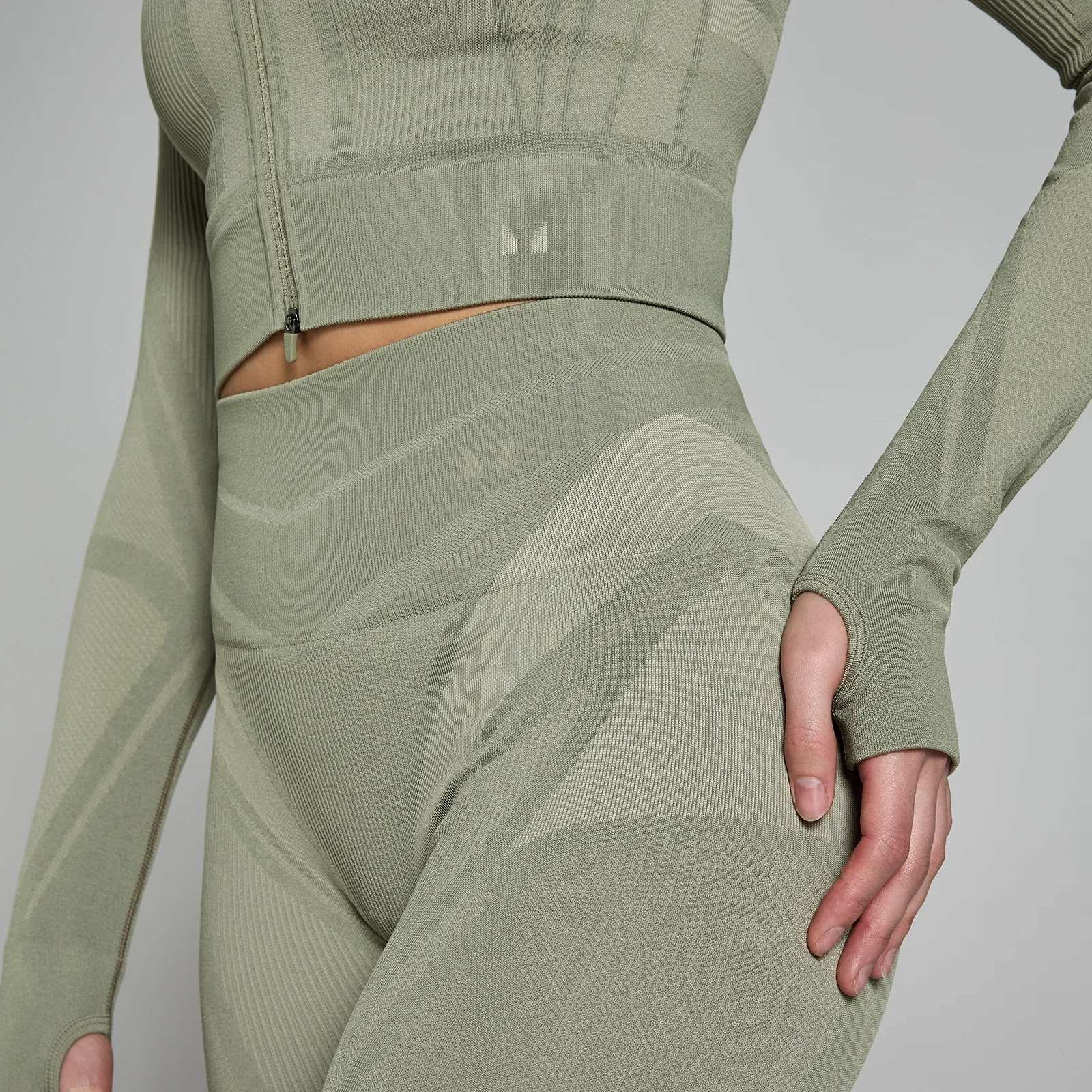 MP Women's Tempo Ultra Geometric Crop Seamless Jacket - Brindle - XS Image 5