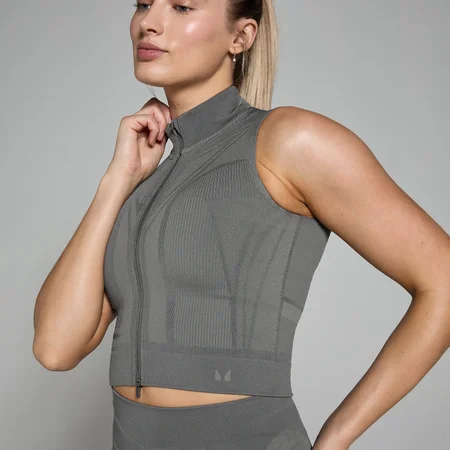 MP Women's Tempo Ultra Geometric Seamless Zip Tank Top - Carbon