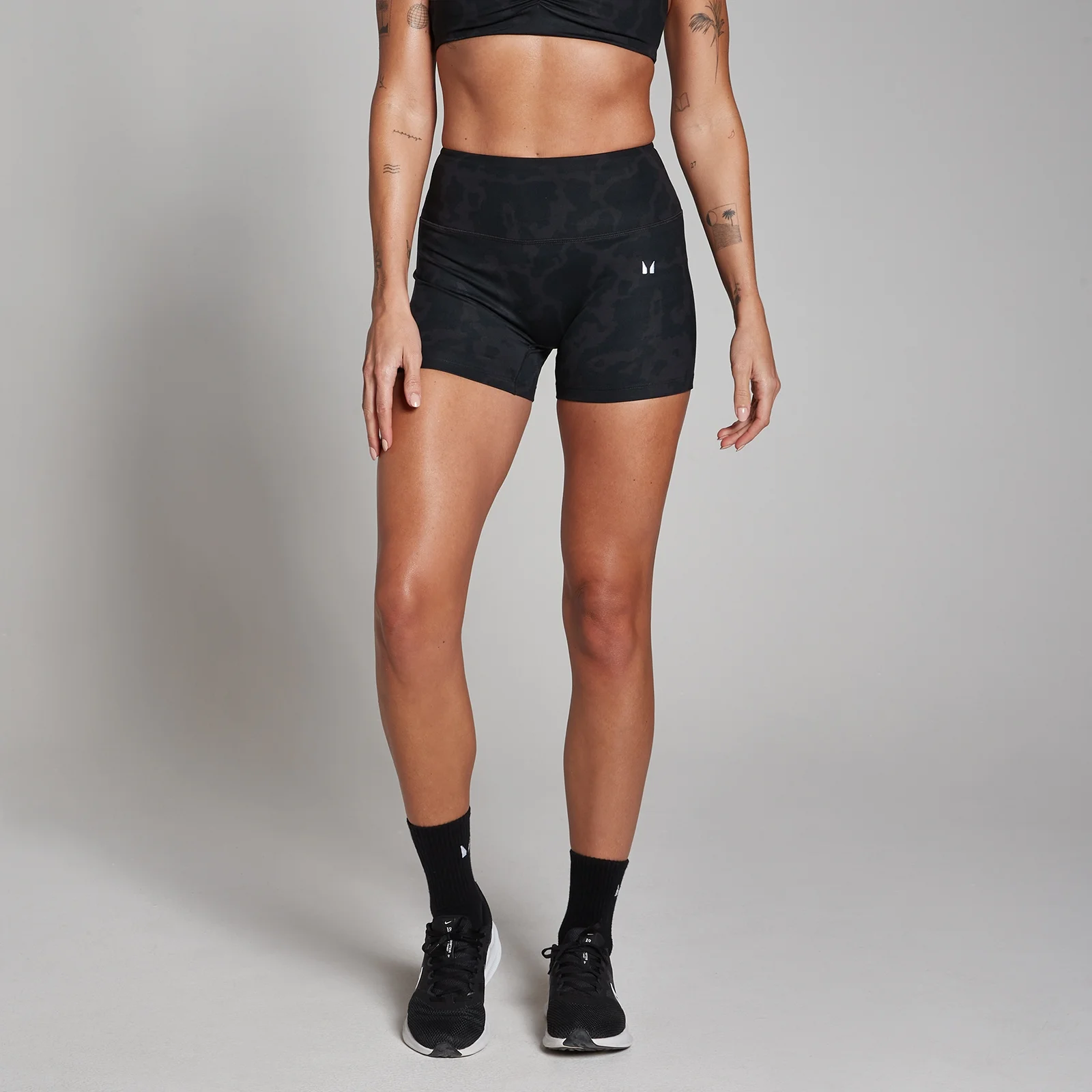 MP Women's Tempo Abstract Booty Shorts - Black - S Image 1