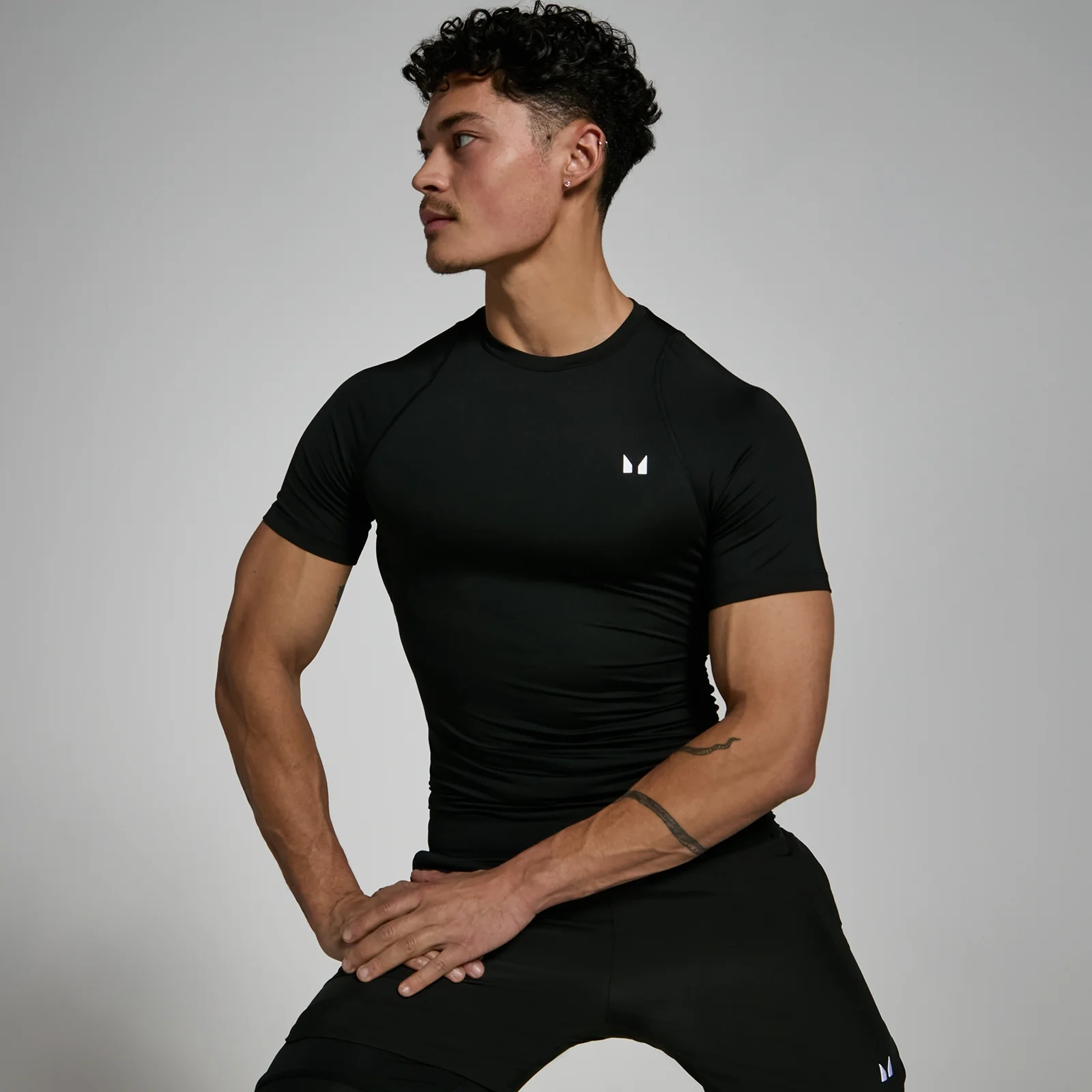 MP Men's Training Short Sleeve Baselayer - Black - XXS Image 1