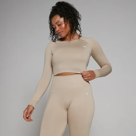 MP Women's Shape Seamless Long Sleeve Crop Top - Sandstone