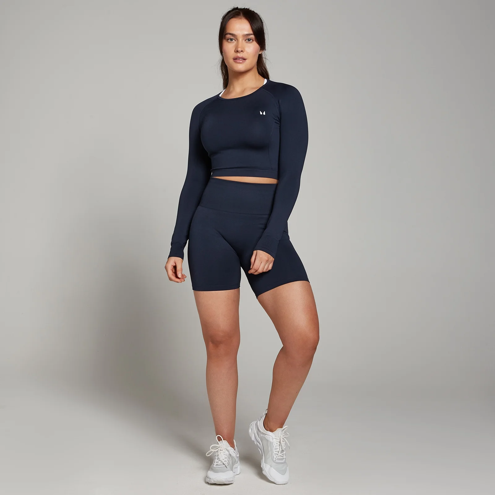 MP Women's Shape Seamless Long Sleeve Crop Top - Navy - XXS Image 3