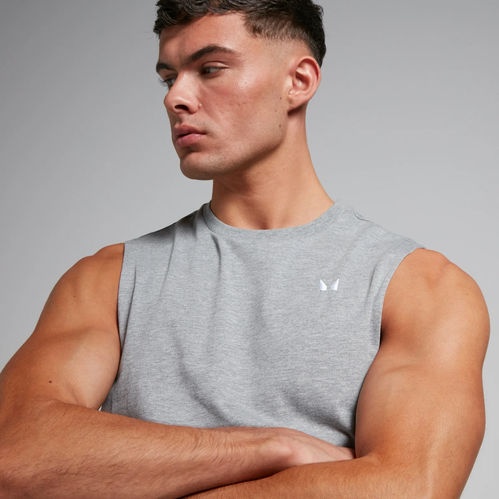 MP Men's Rest Day Drop Armhole Tank Top - Grey Marl - XXS Image 4