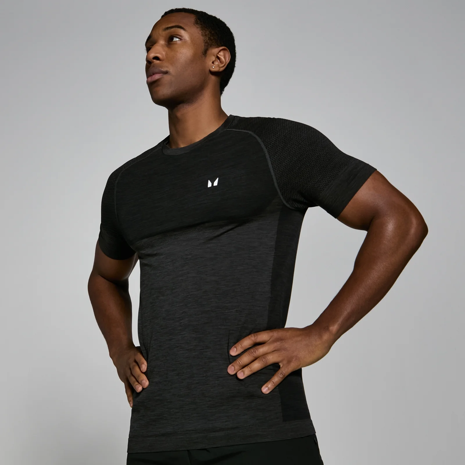 MP Men's Seamless Short Sleeve T-Shirt - Black Marl - M Image 1