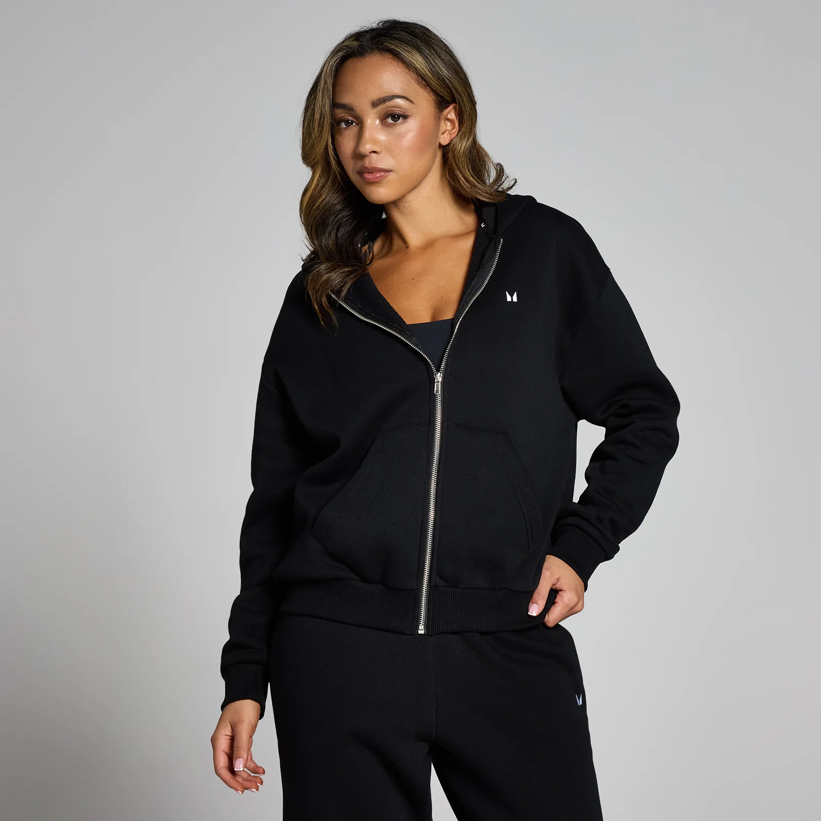 MP Women's Basics Zip Through Hoodie - Black - XXS Image 1
