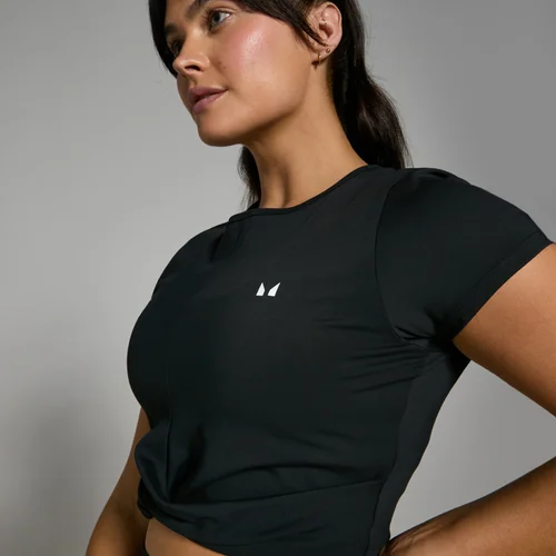 MP Women's Power Short Sleeve Crop Top - Black