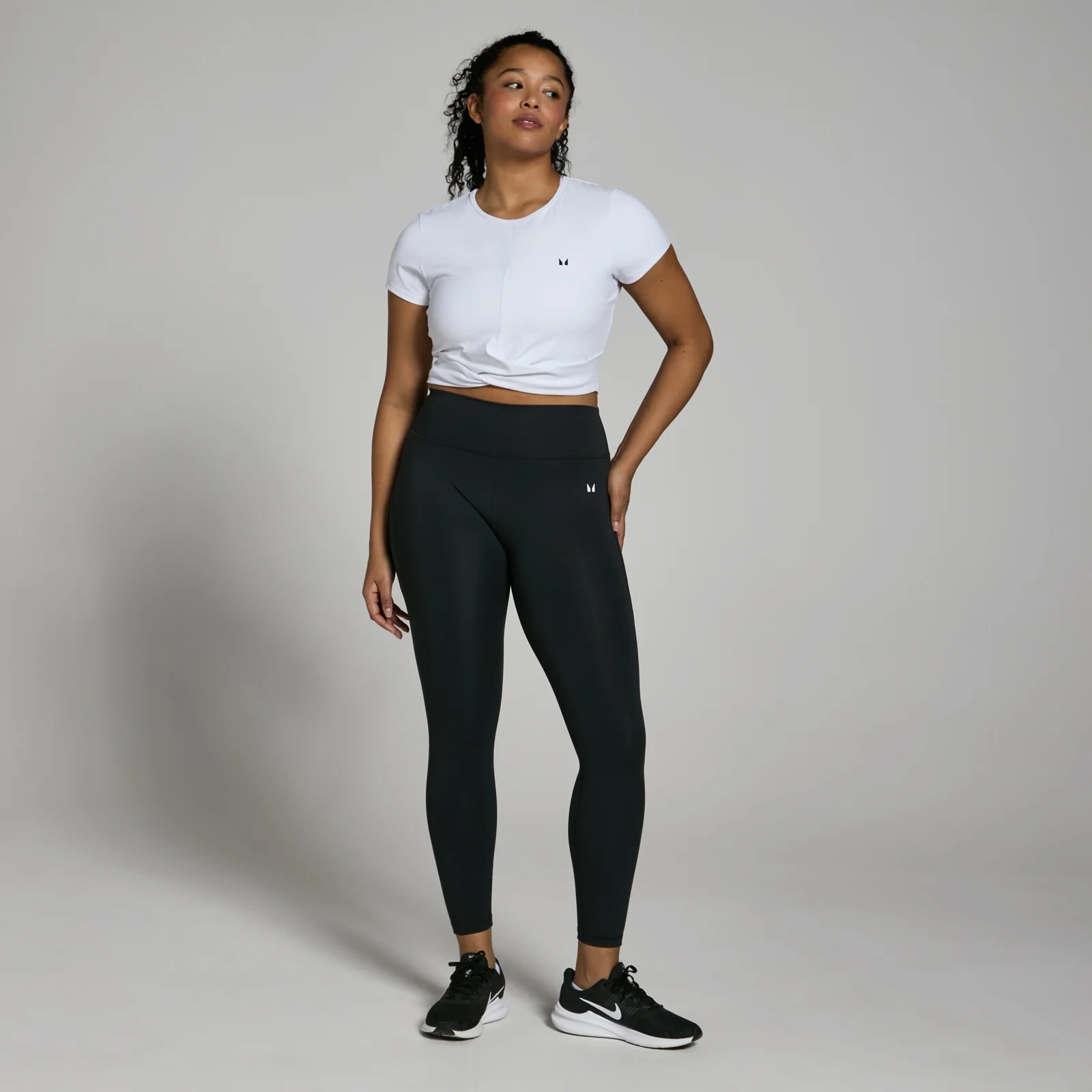 MP Women's Power Short Sleeve Crop Top - White - L Image 3