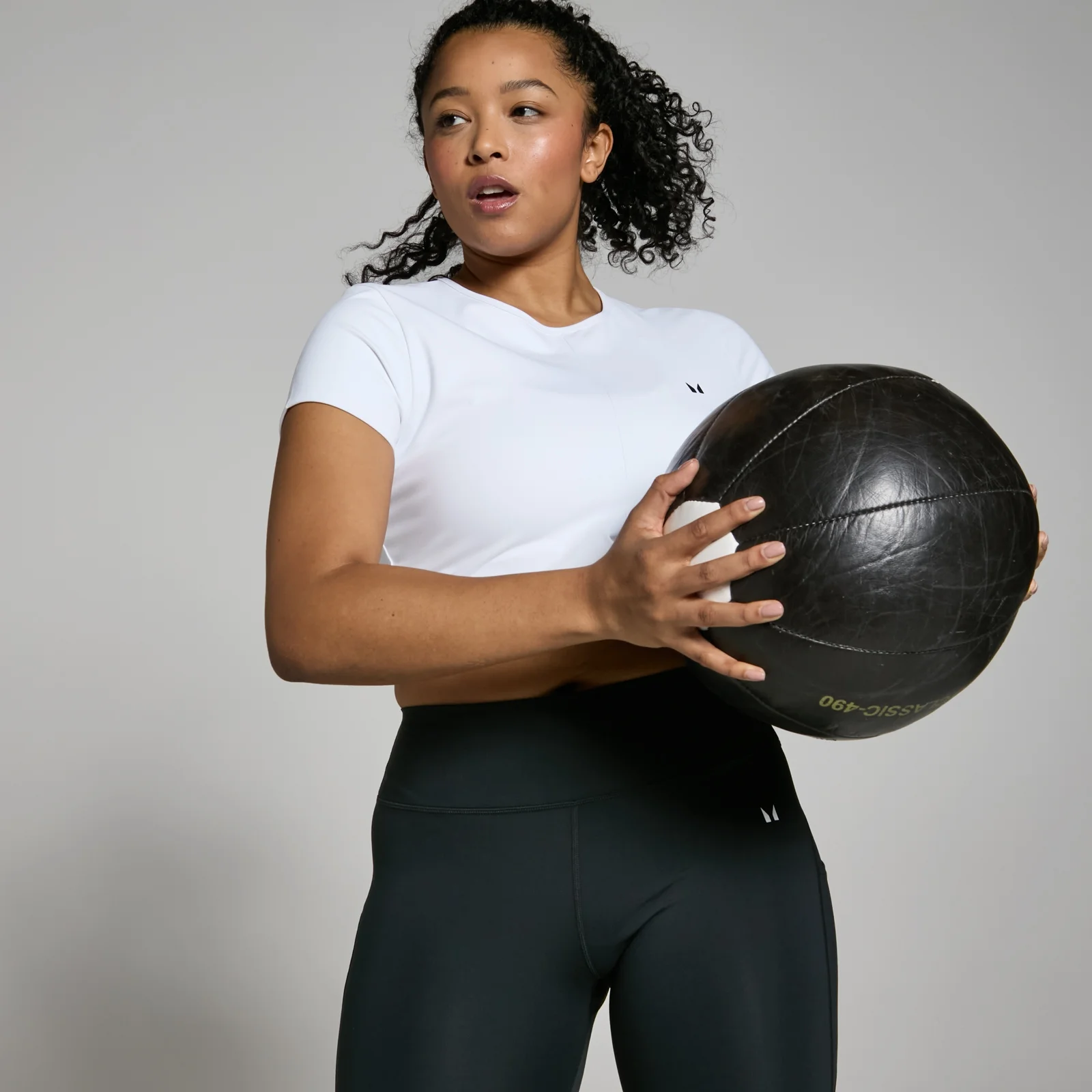MP Women's Power Short Sleeve Crop Top - White - L Image 5