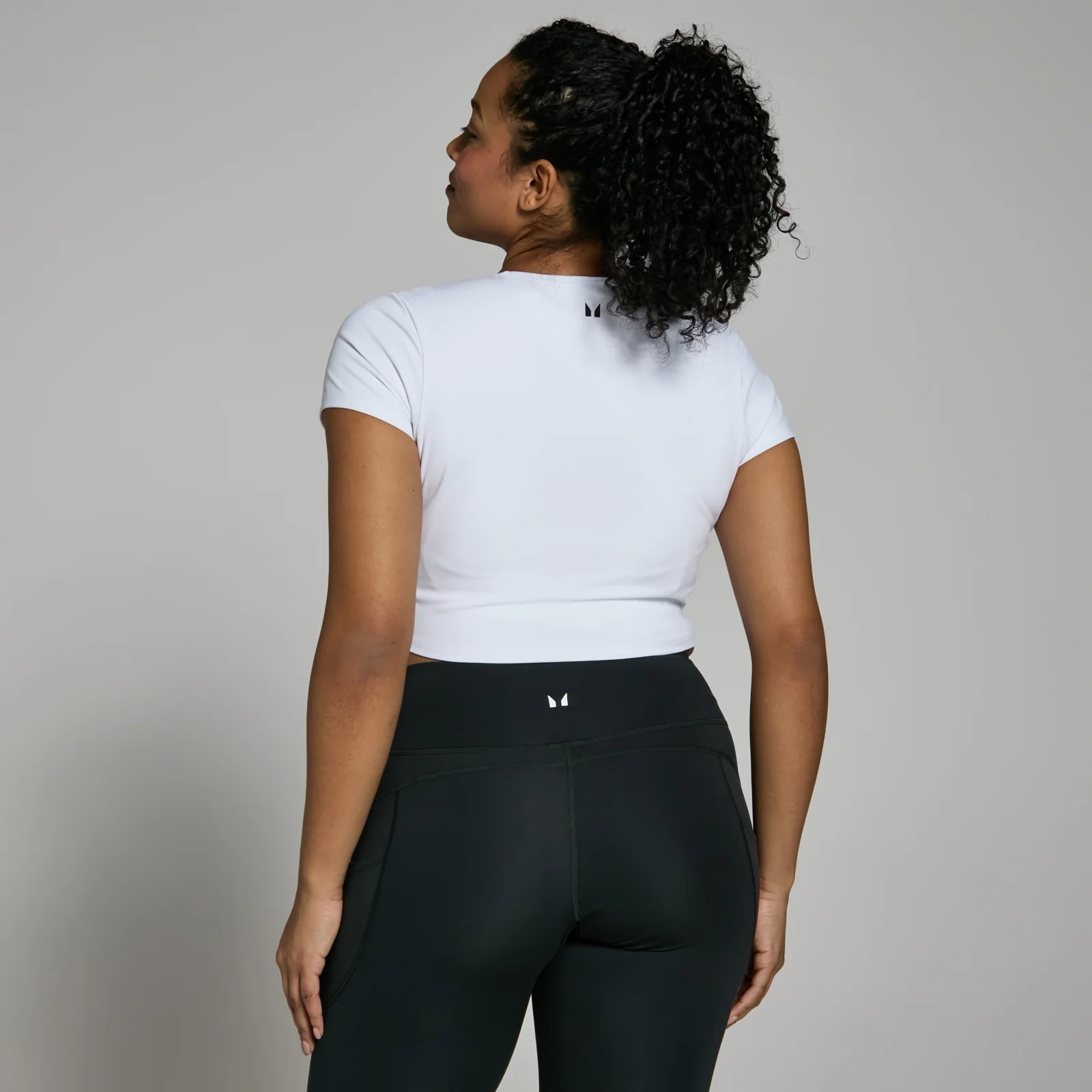 MP Women's Power Short Sleeve Crop Top - White - L Image 2