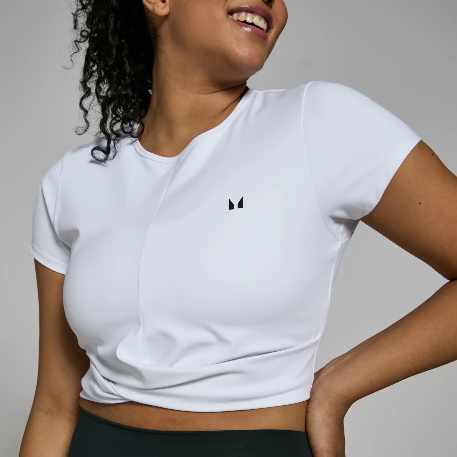 MP Women's Power Short Sleeve Crop Top - White - L Image 4