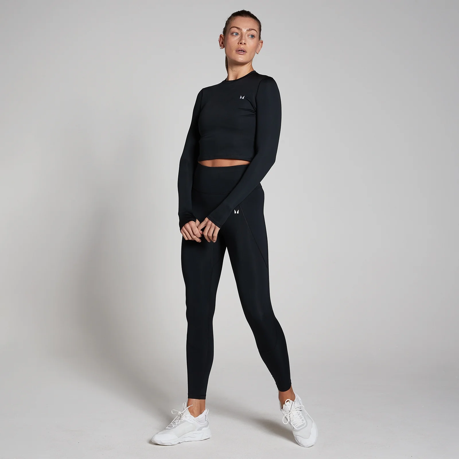 MP Women's Training Body Fit Long Sleeve Crop T-Shirt - Black - XS Image 3