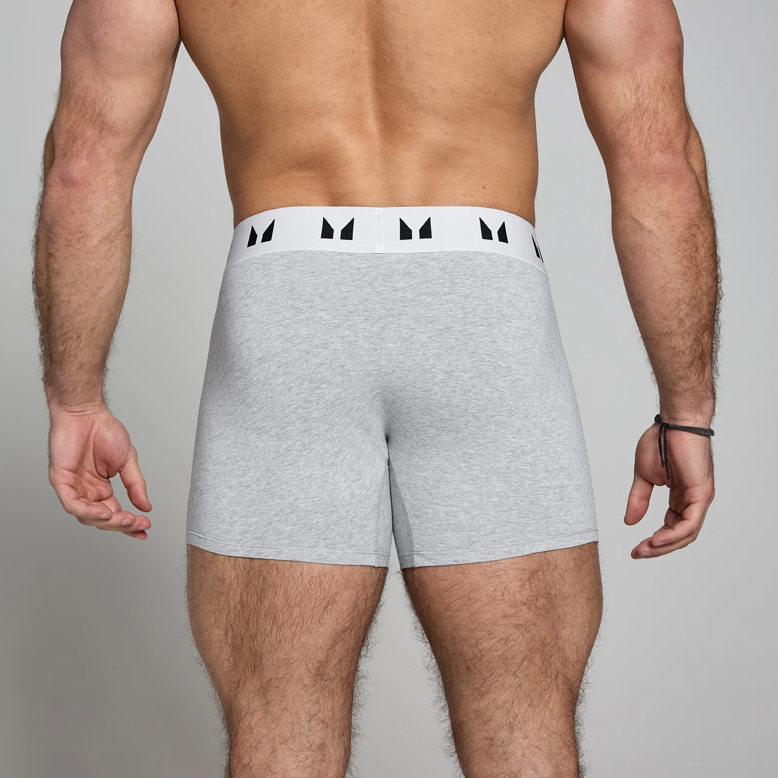 Men's Cotton Boxers (3 Pack) - Grey Marl/White - S Image 3