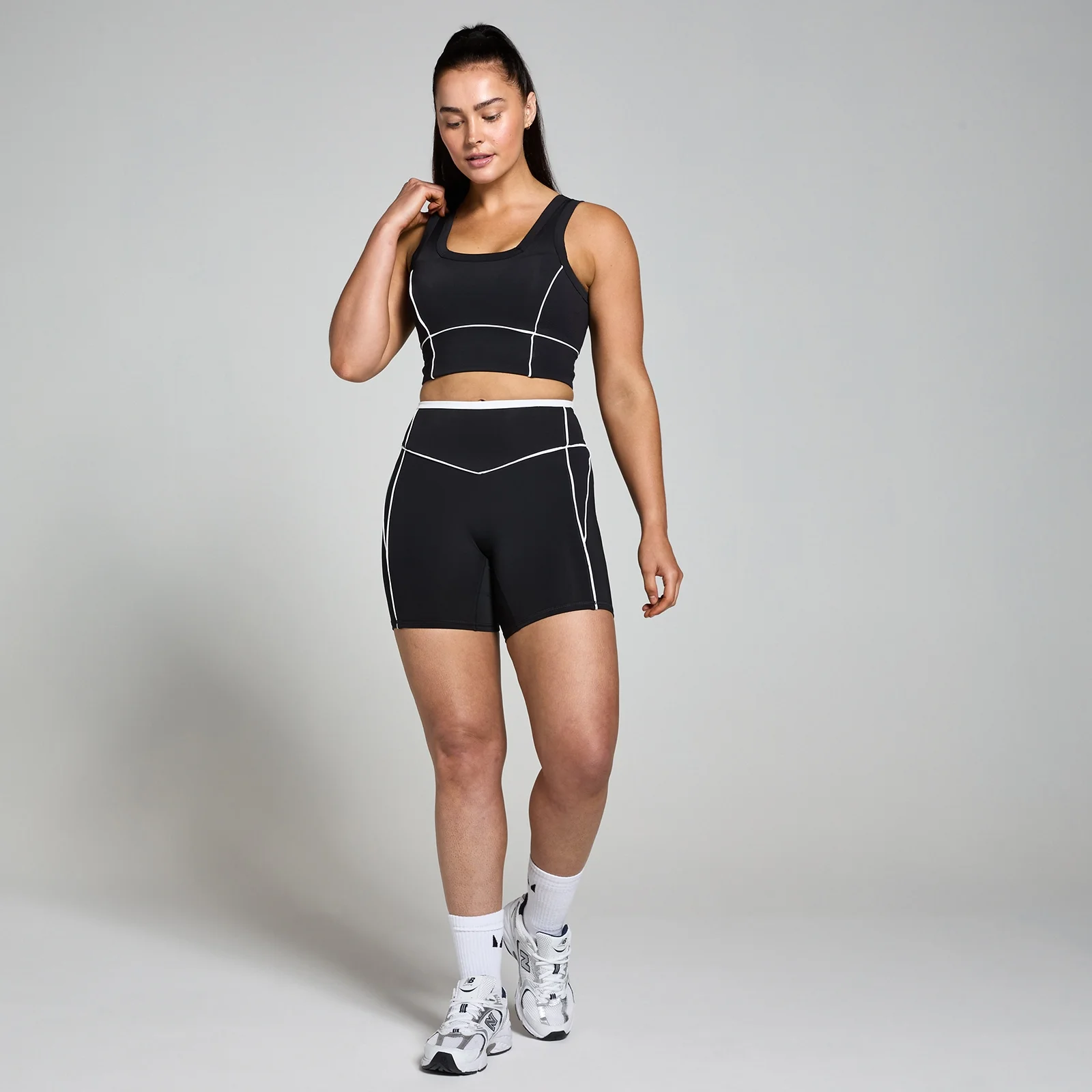 MP Women's Tempo Contrast Texture Sports Bra - Black - XS Image 3