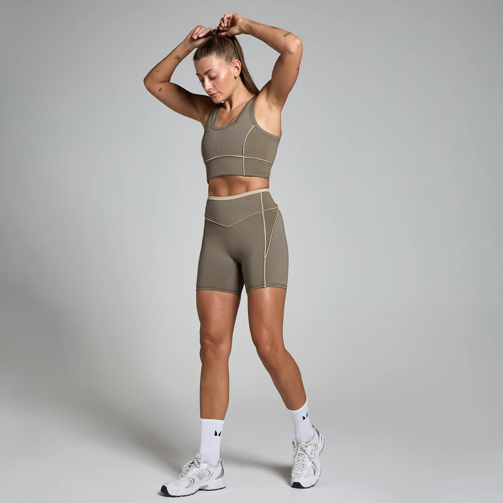 MP Women's Tempo Contrast Texture Sports Bra - Espresso - XS Image 3